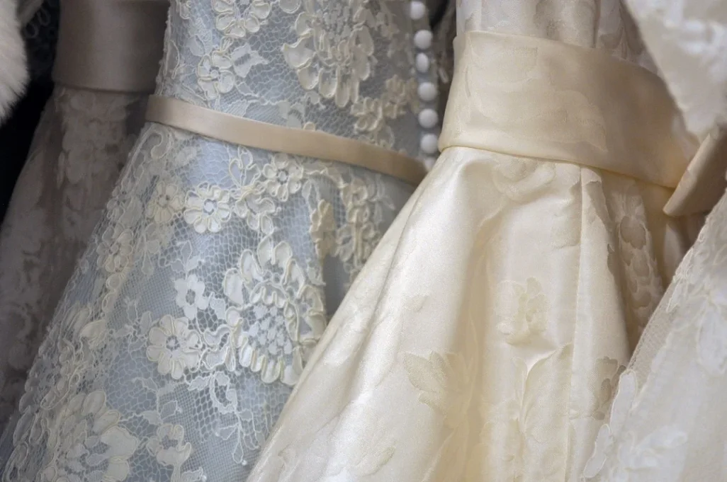 Luxury silk fabric with intricate design patterns.