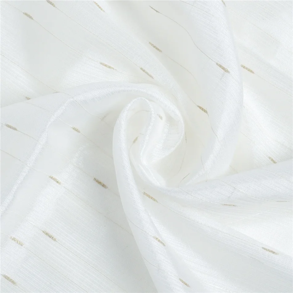 Modern fabric design with geometric patterns.