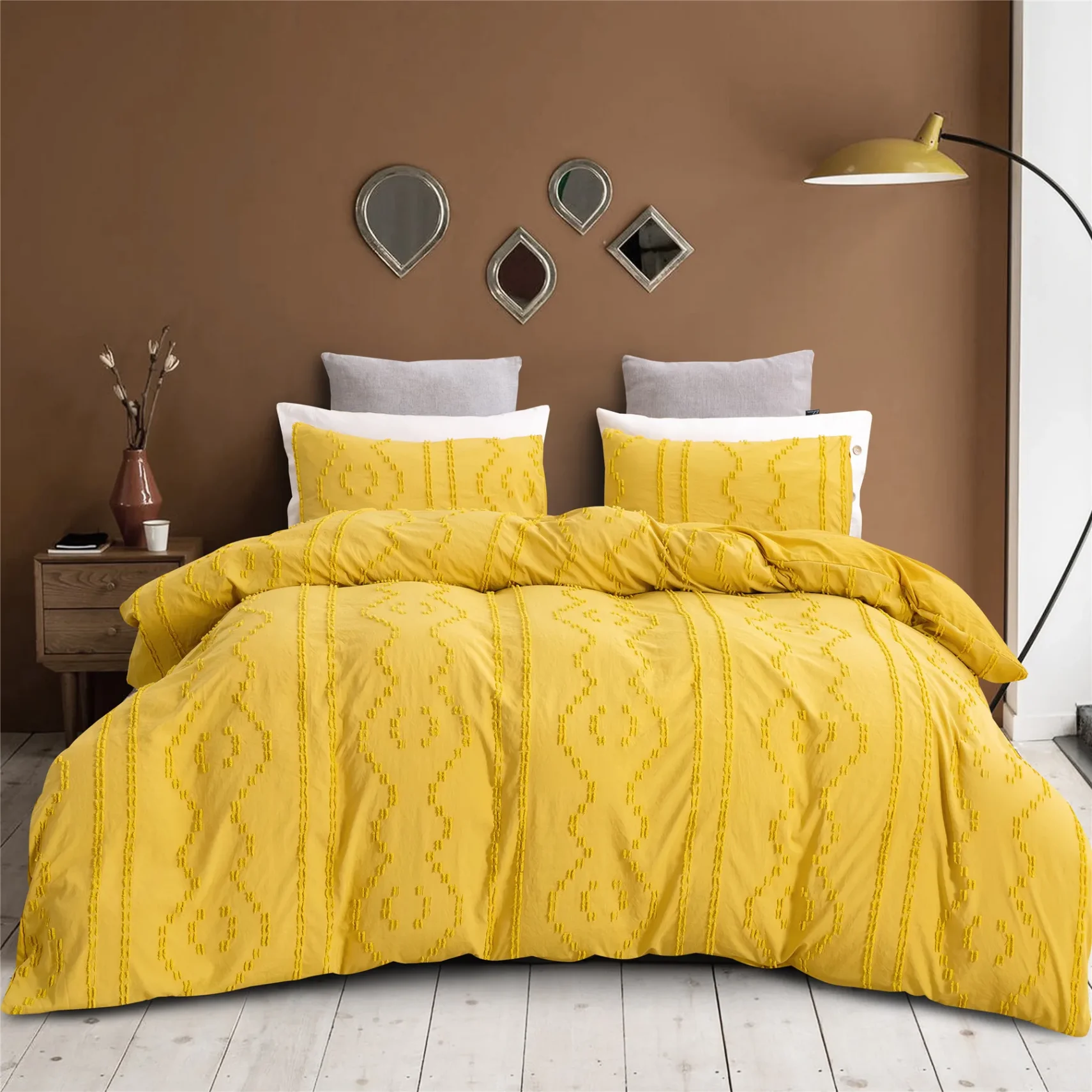 Intricate textile design pattern in vibrant colors.