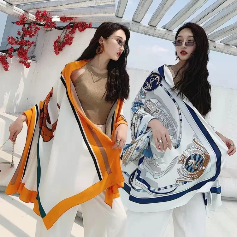 Luxury silk scarf with intricate patterns