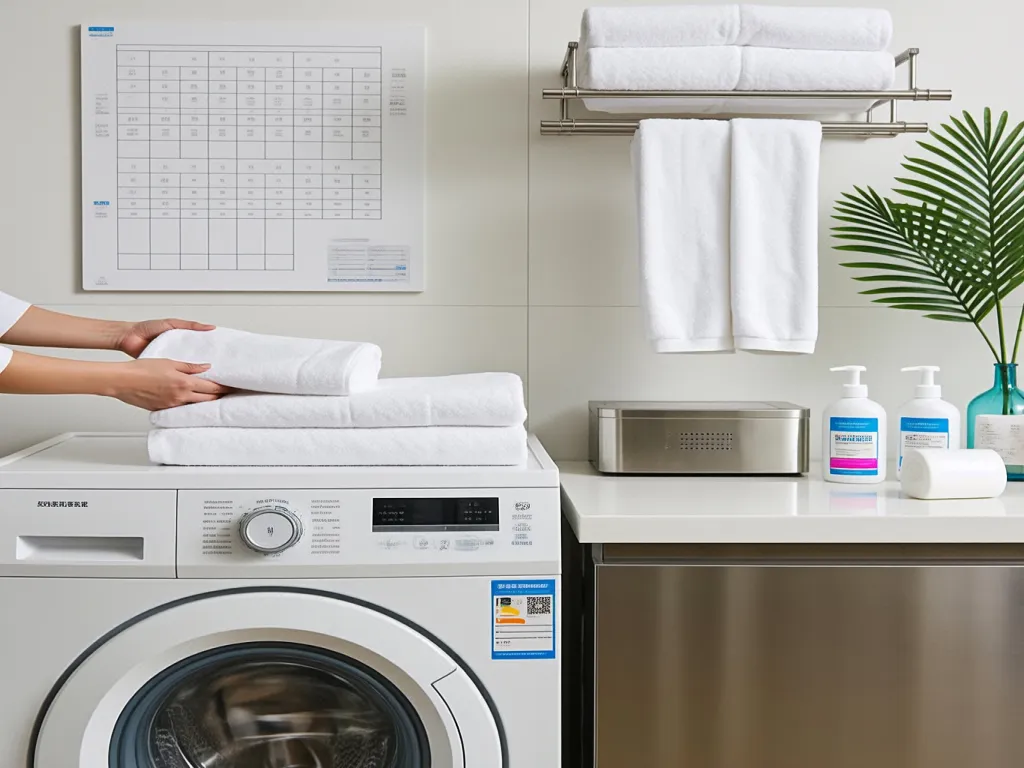 Clean hotel bath towel sets ready for use