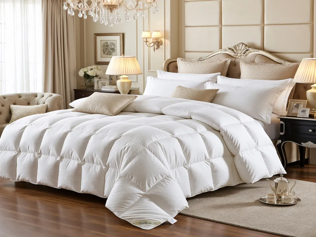 Luxury white bed linen on an elegant bed
