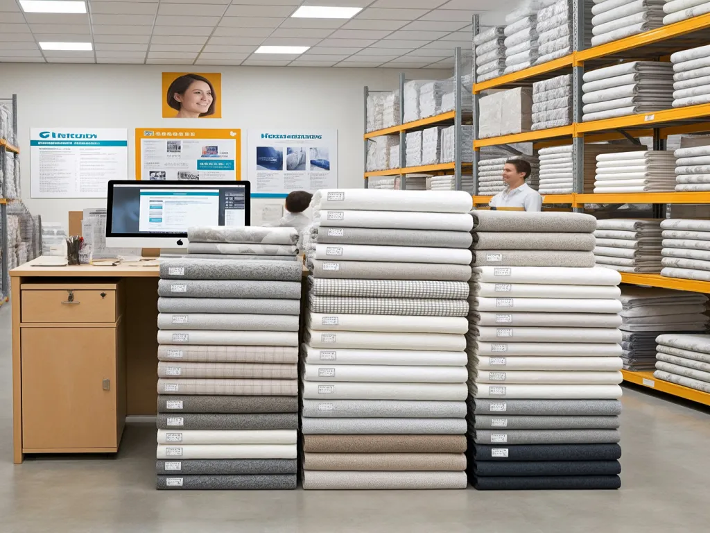 Warehouse display of hotel towels and linens