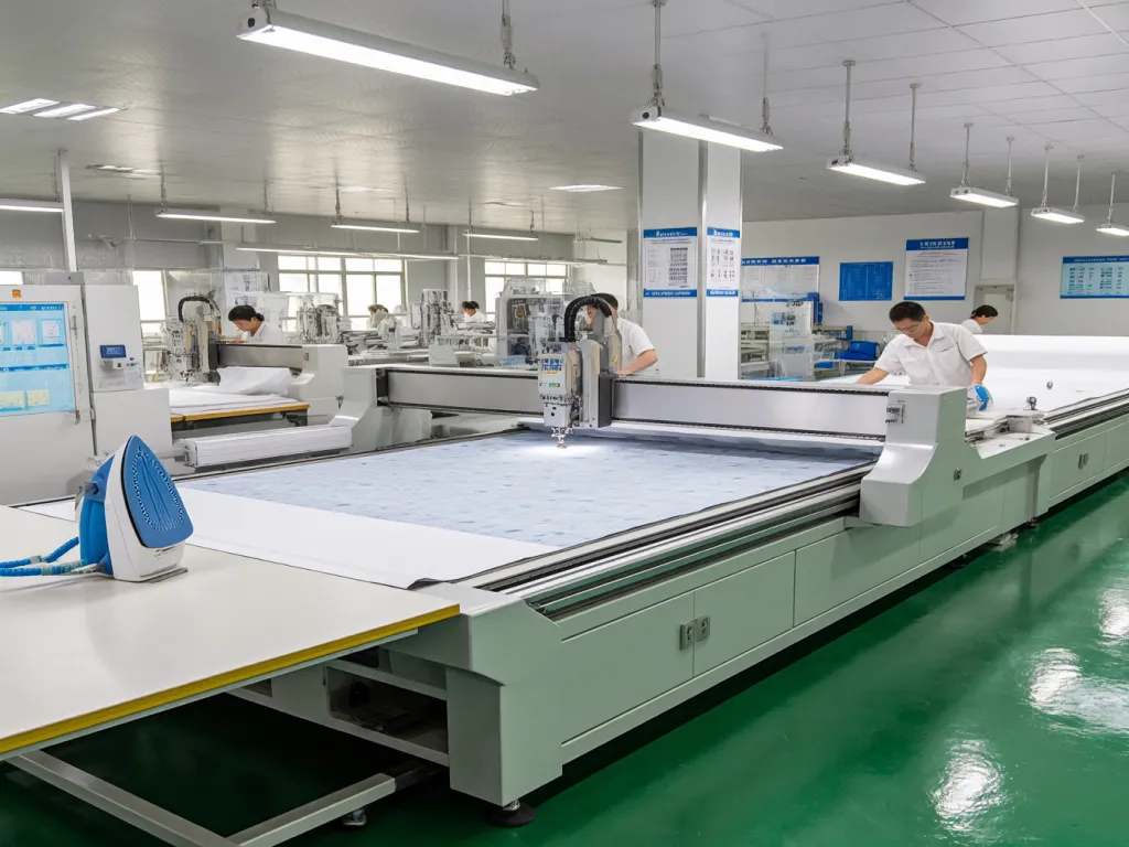 Cutting table linen with a large machine