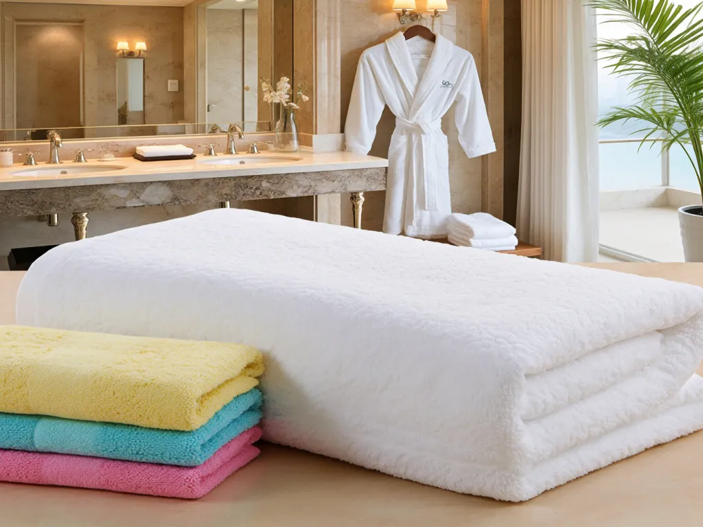 Hotel towels displayed in a bathroom