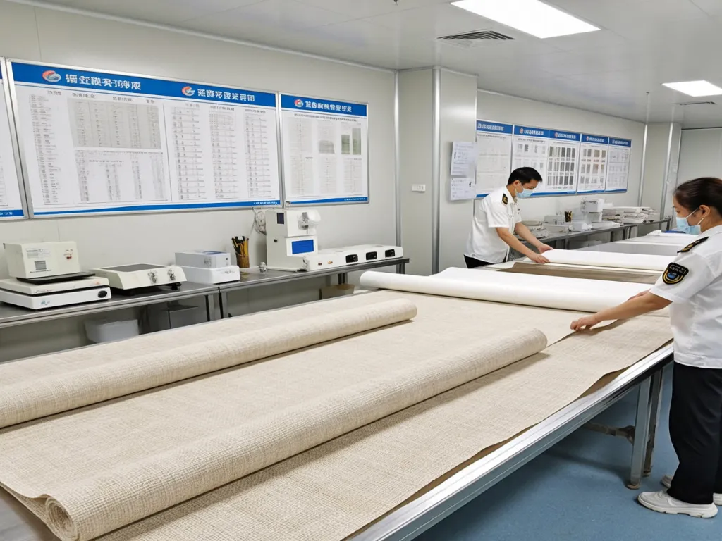 Quality inspection of table linen in a factory
