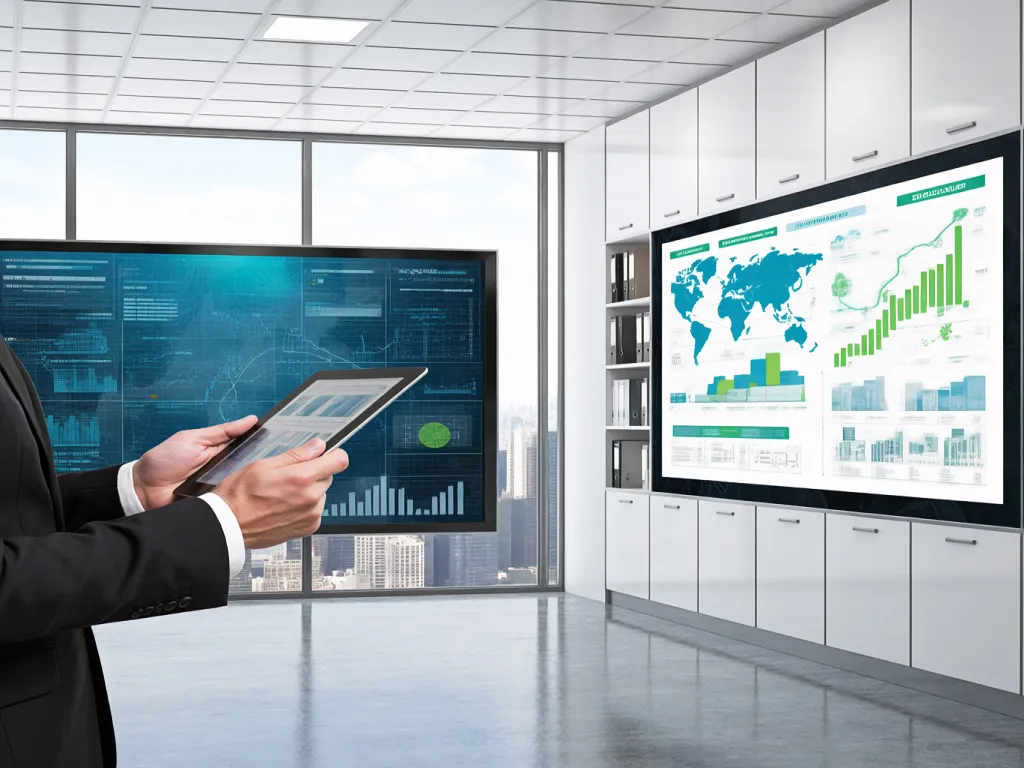 Business analytics displayed on screens for hotel towels wholesale