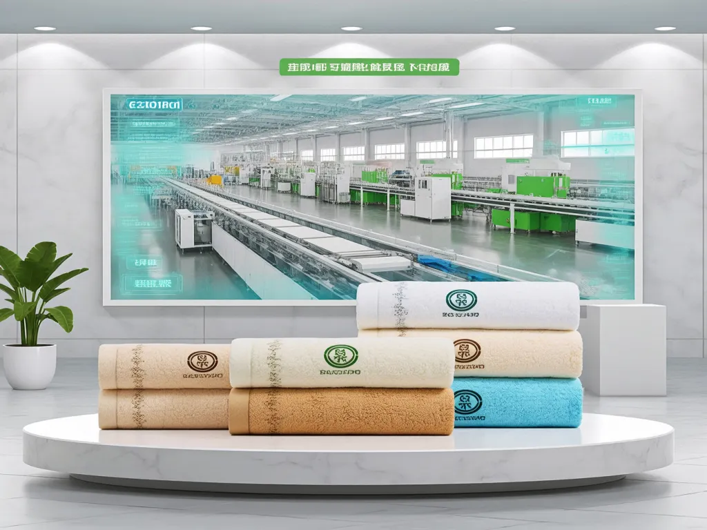 Display of hotel towels in a modern showroom