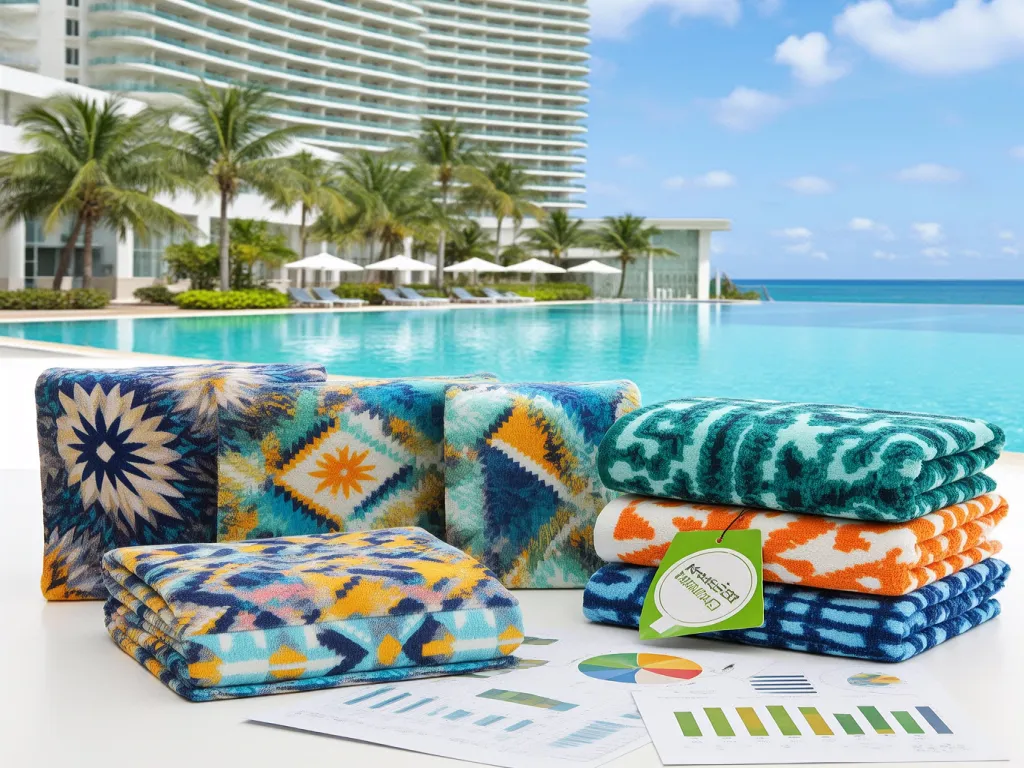 Colorful hotel pool towels by the poolside