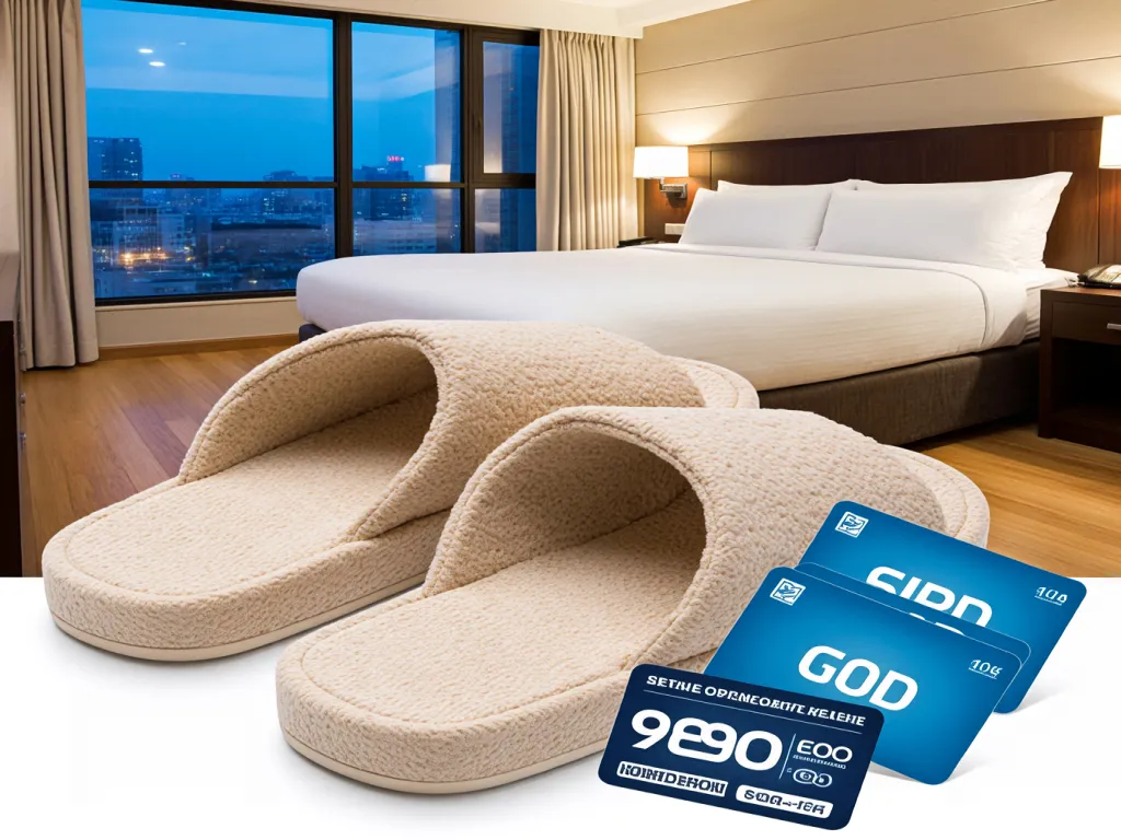 Luxury hotel slippers in bulk with discount cards
