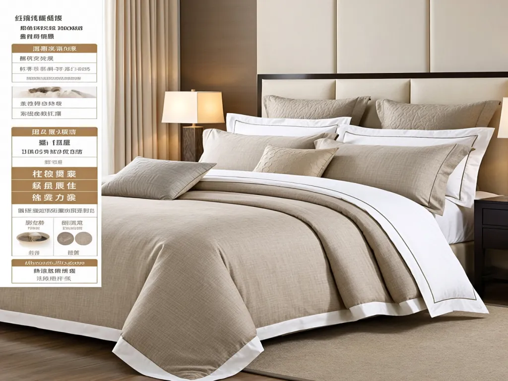 Elegant hotel style bedding with beige and white tones