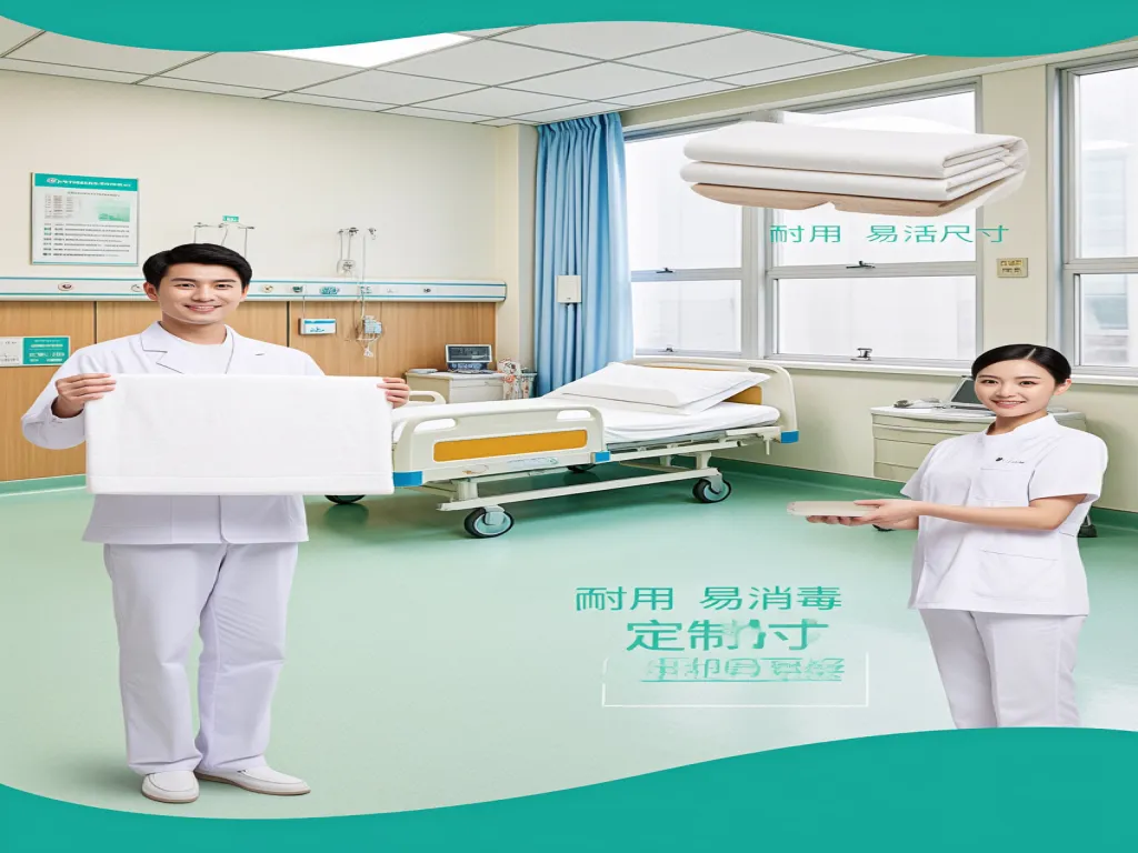 Hospital staff displaying a bed sheet