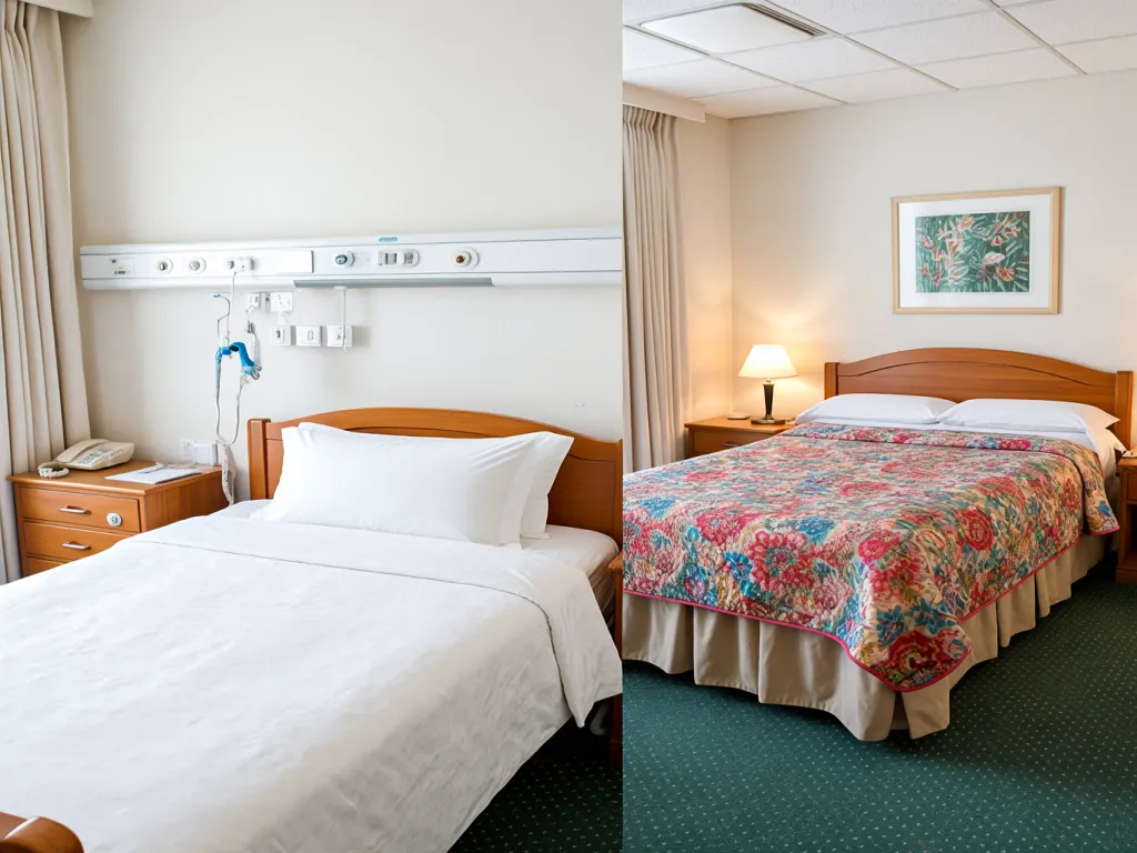 Comparison of plain and patterned hospital bed sheets