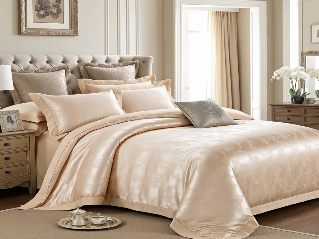 Luxury hotel bed with elegant bedding