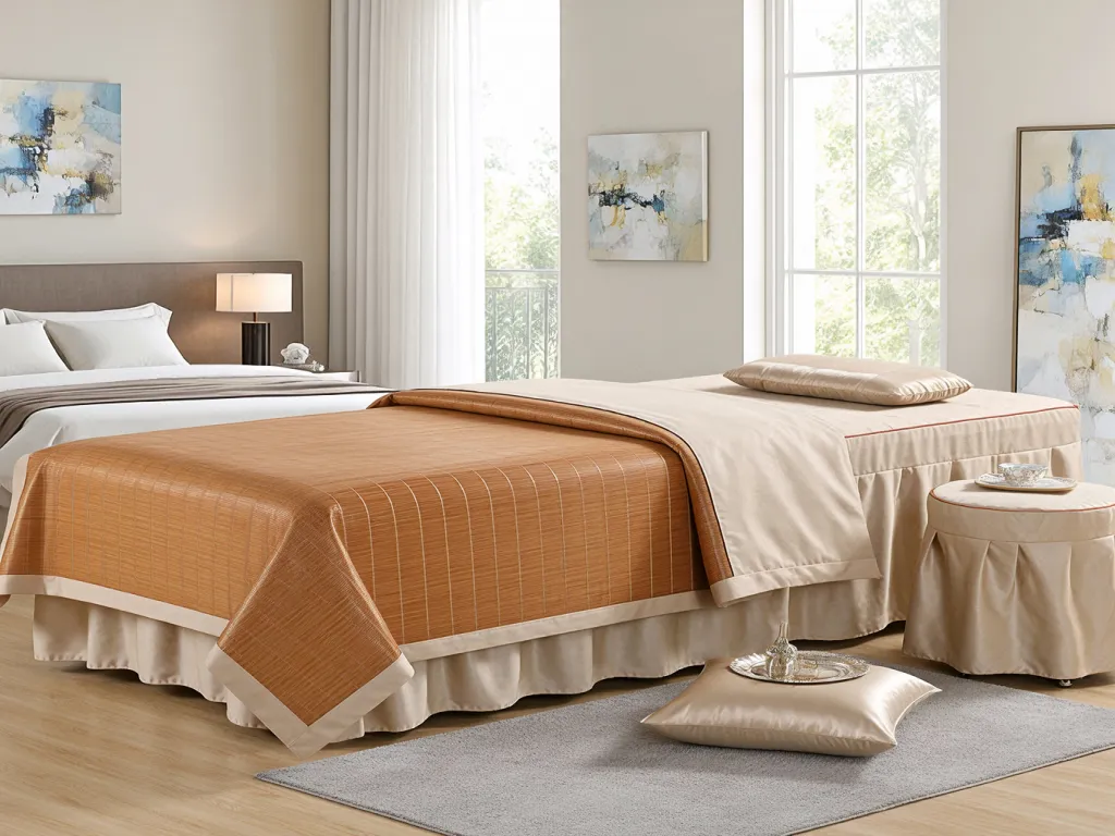 Elegant spa bed linen in a serene setting