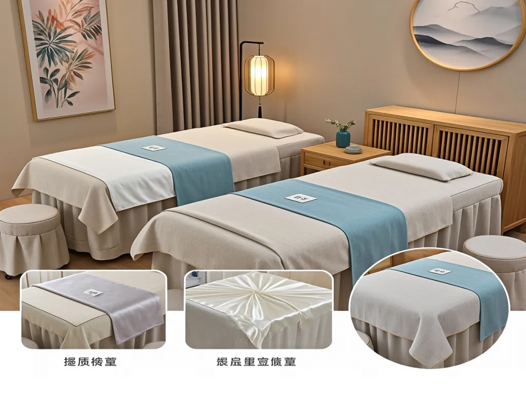 Spa bed linen collection in neutral tones