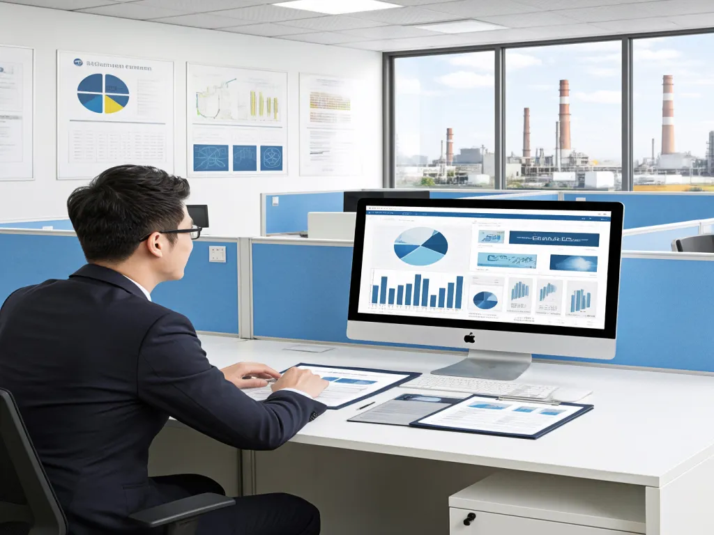 A man analyzes hotel beach towels wholesale data on a computer
