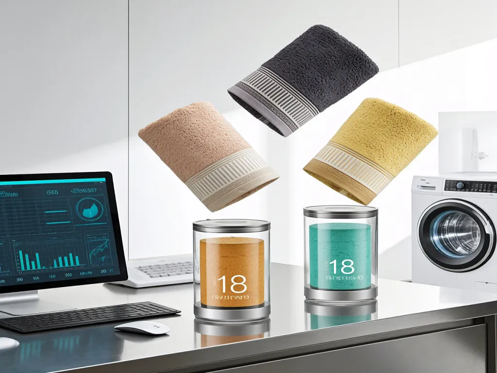 Hotel towels falling into jars with numbers