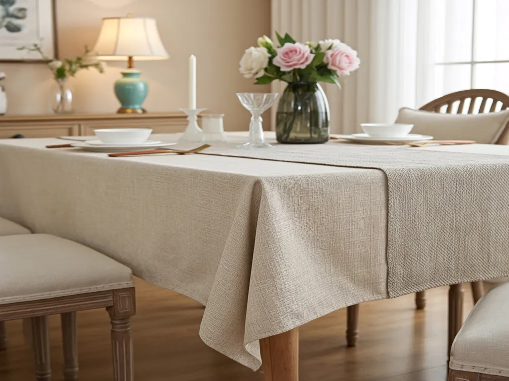 Elegant table linen setup with flowers and candles