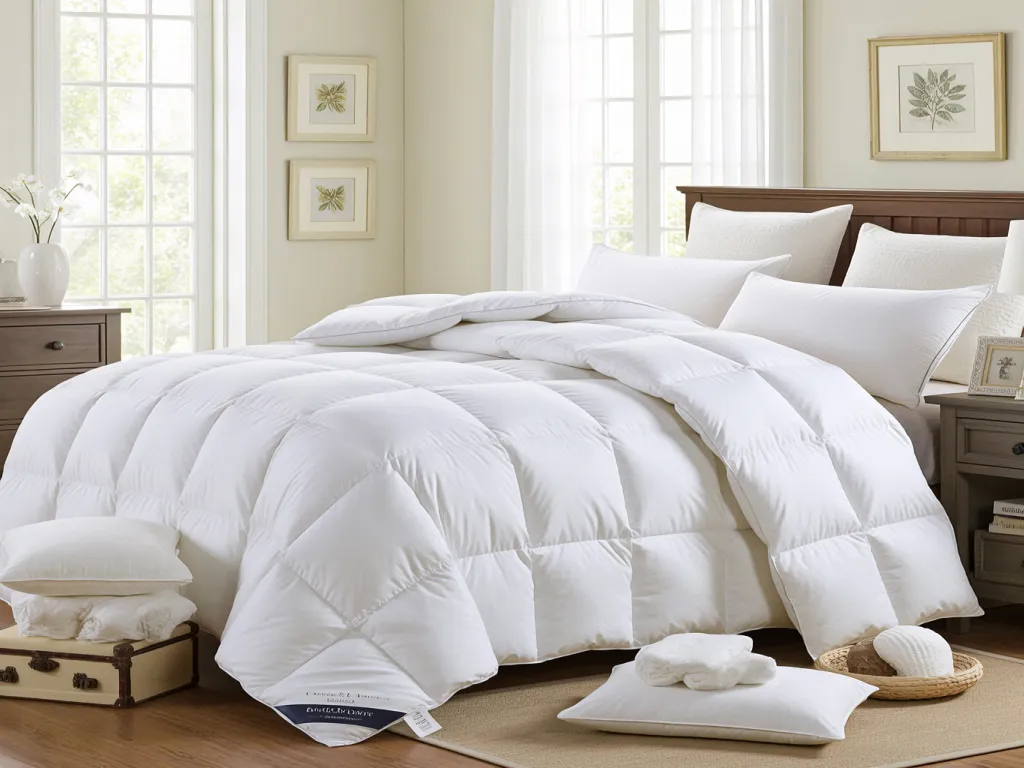 A luxurious white duvet on a neatly made bed in a modern bedroom