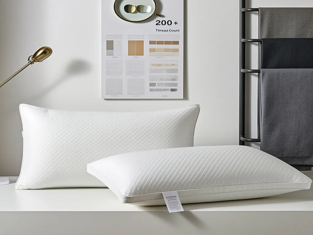 Textured white pillow cases on display