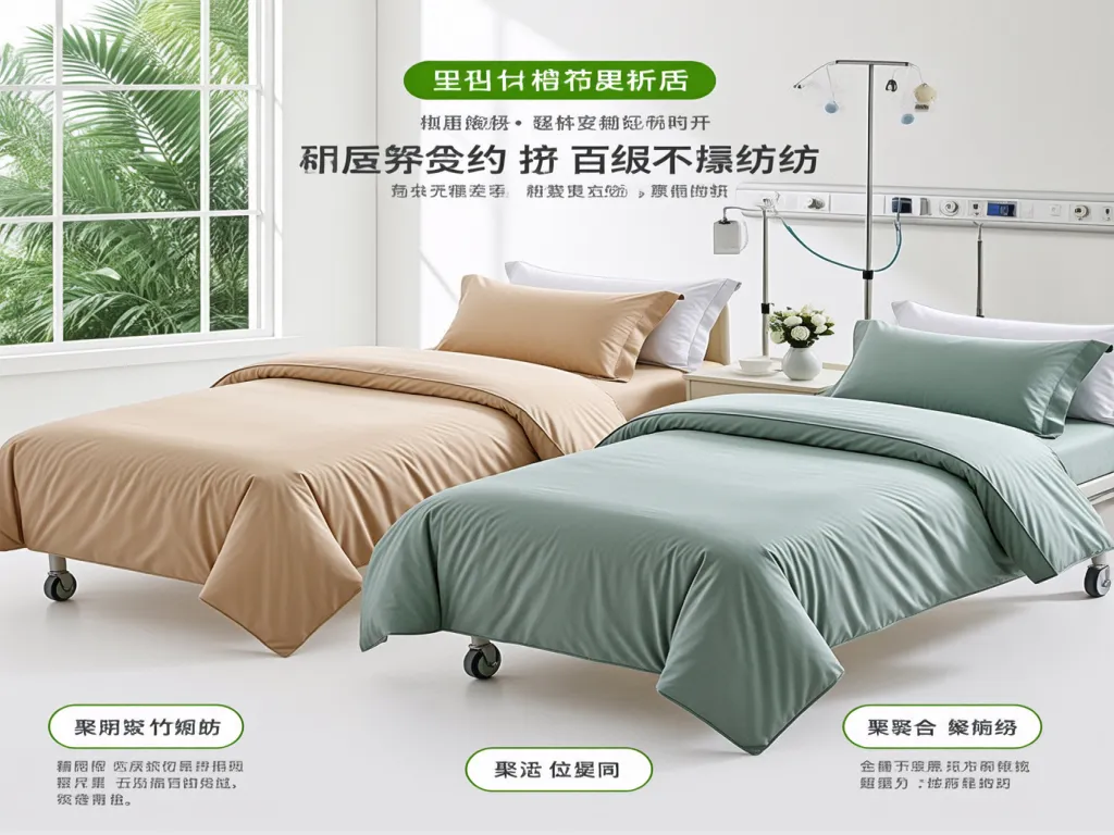 Two hospital beds with different colored bedding supplies