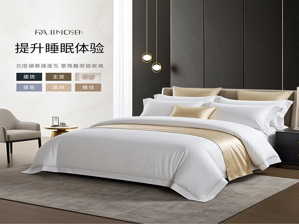 Luxury hotel quality bedding set on a neatly made bed