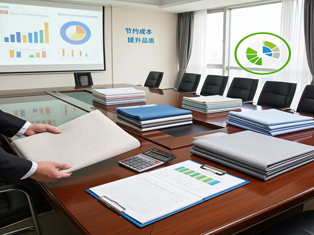 Business analysis with table linens on a conference table
