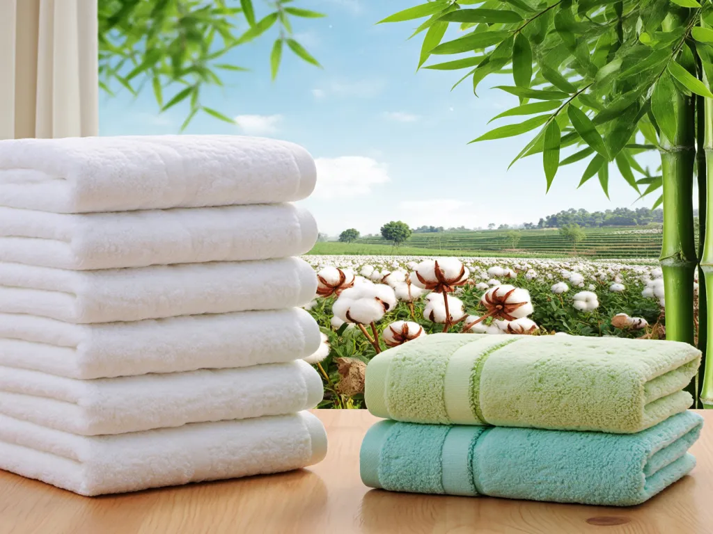 Eco-friendly hotel towels for wholesale with cotton fields background