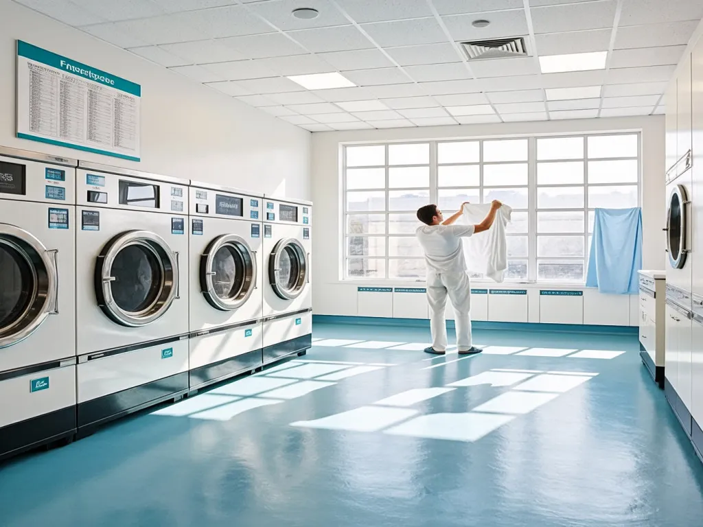 Hotel towels for wholesale being processed in a laundry facility