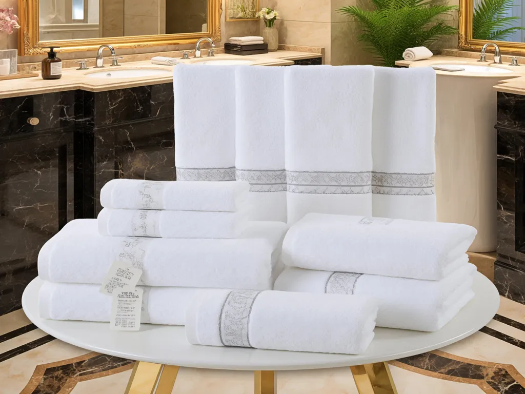 Display of various luxury hotel towels