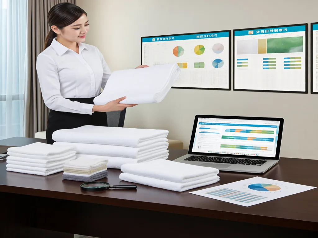 A woman selects wholesale hotel towels from a variety of options