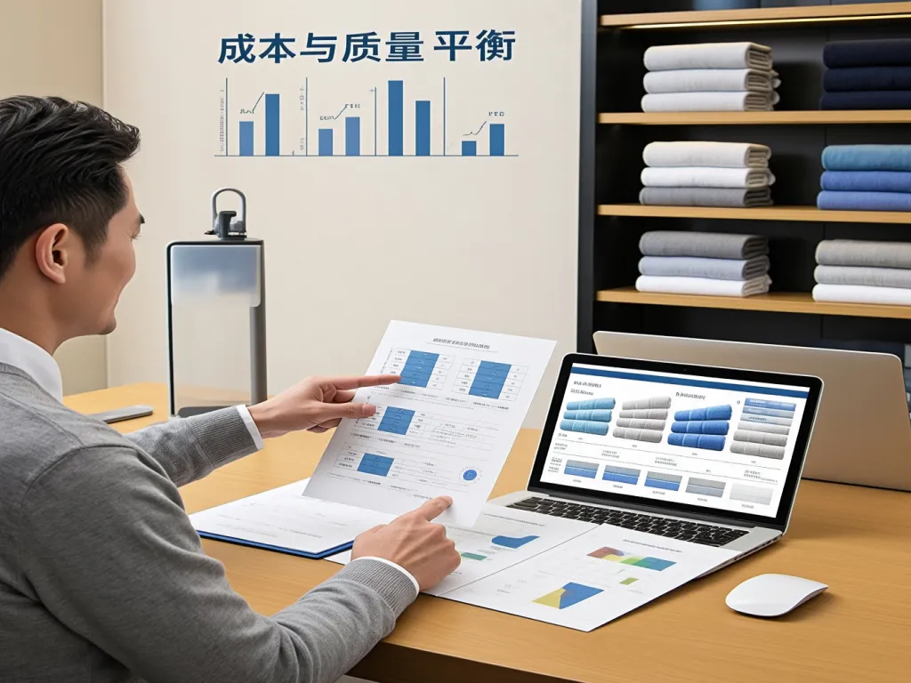 Man analyzing hotel towels wholesale prices and quality