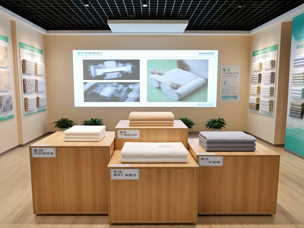 Display of hotel towels in wholesale showroom