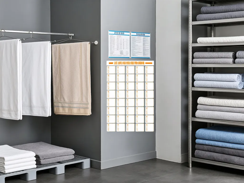 Hotel towels neatly stored on racks and shelves