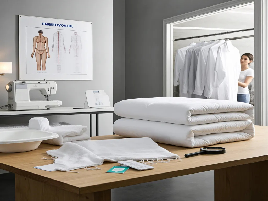 Production process of hotel duvet covers with sewing machine and fabric