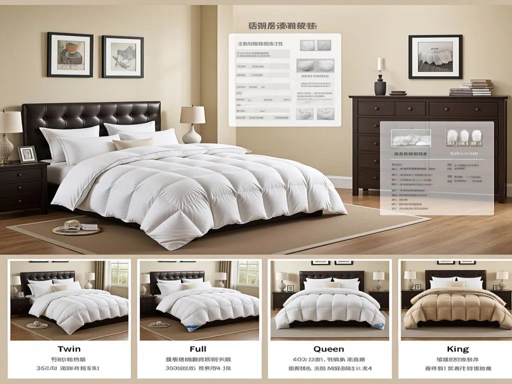 Hotel duvet size options: Twin, Full, Queen, King