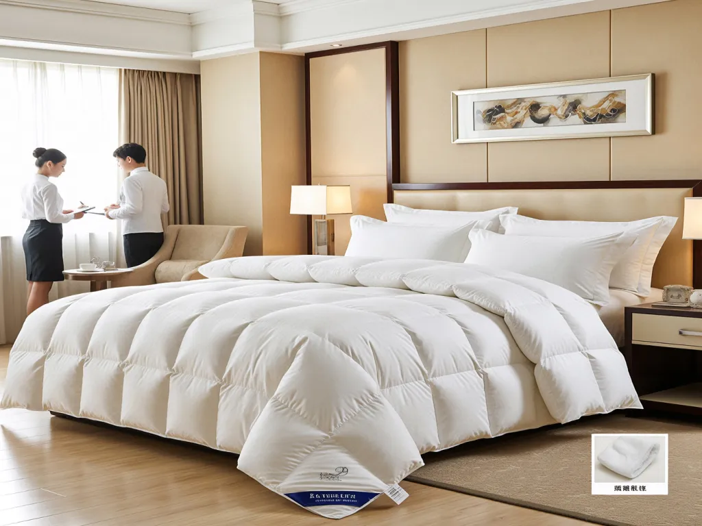 Luxury hotel duvet set in a well-furnished room