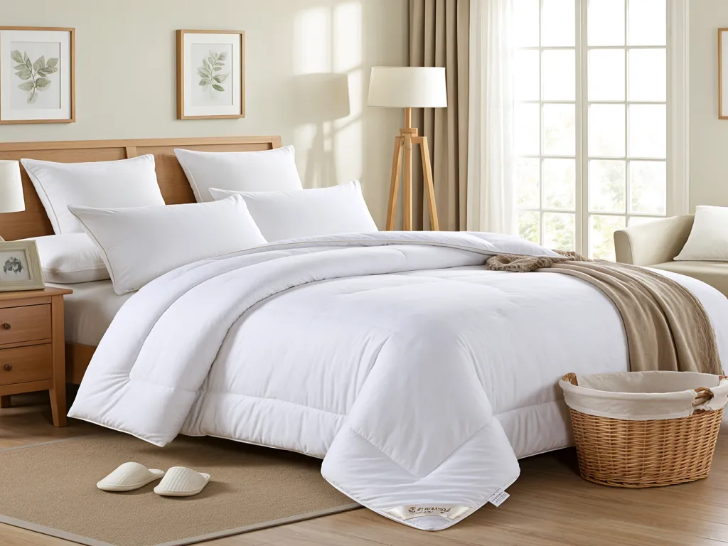 Cozy white duvet in a bright, modern bedroom