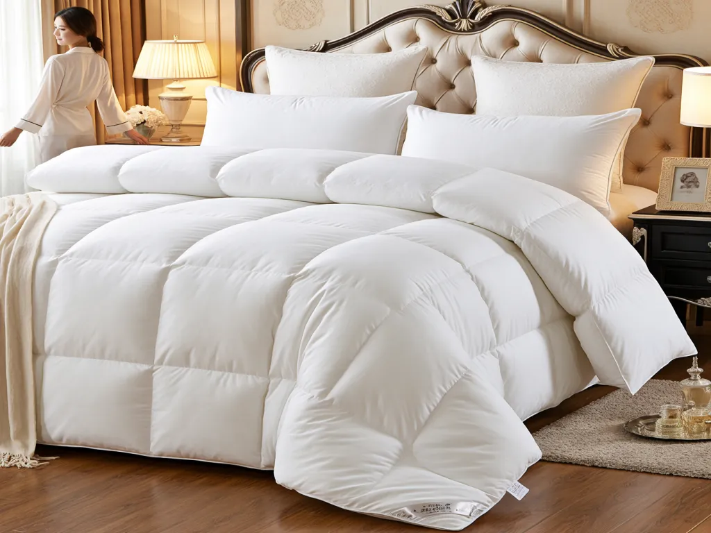 Luxury white duvet in a hotel-style bedroom