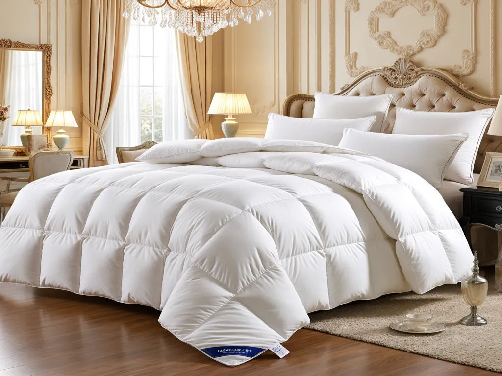 Opulent white duvet in a richly decorated room