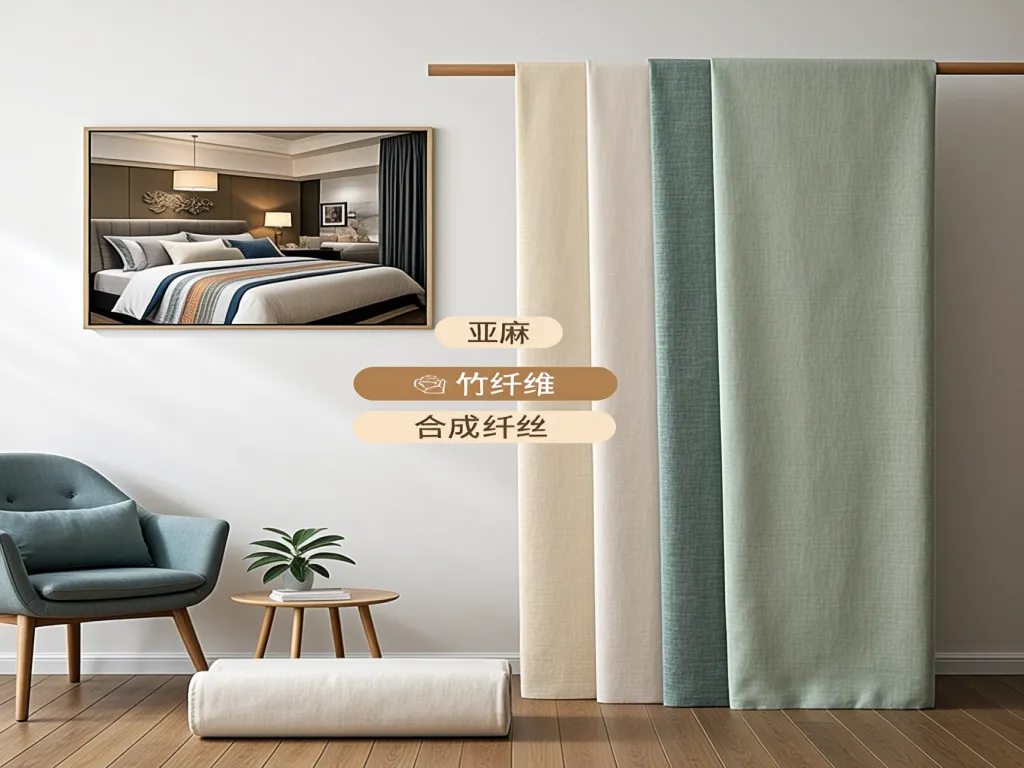 Samples of fabrics for hotel duvet covers