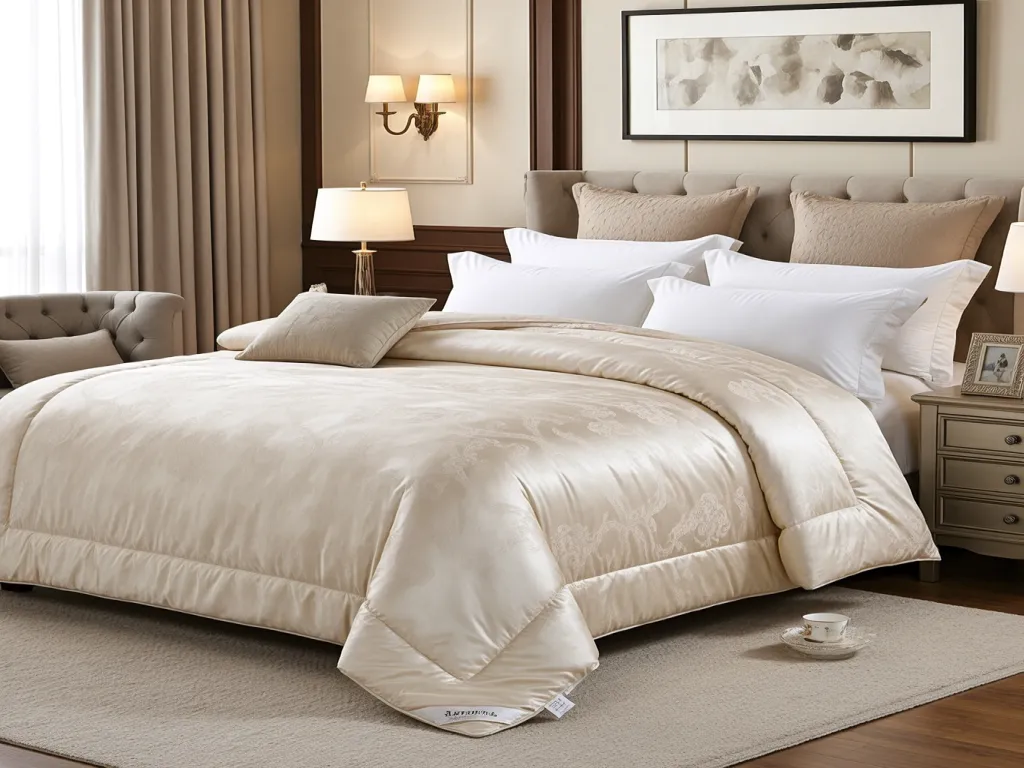 A luxurious hotel style duvet cover on a bed